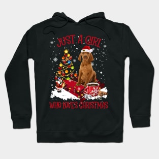 Vizsla Dog Just A Girl Who Loves Christmas Hoodie